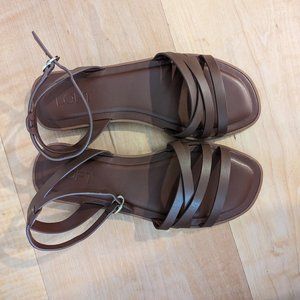 NWT: LOFT Brown sandals, ankle strap, size 8